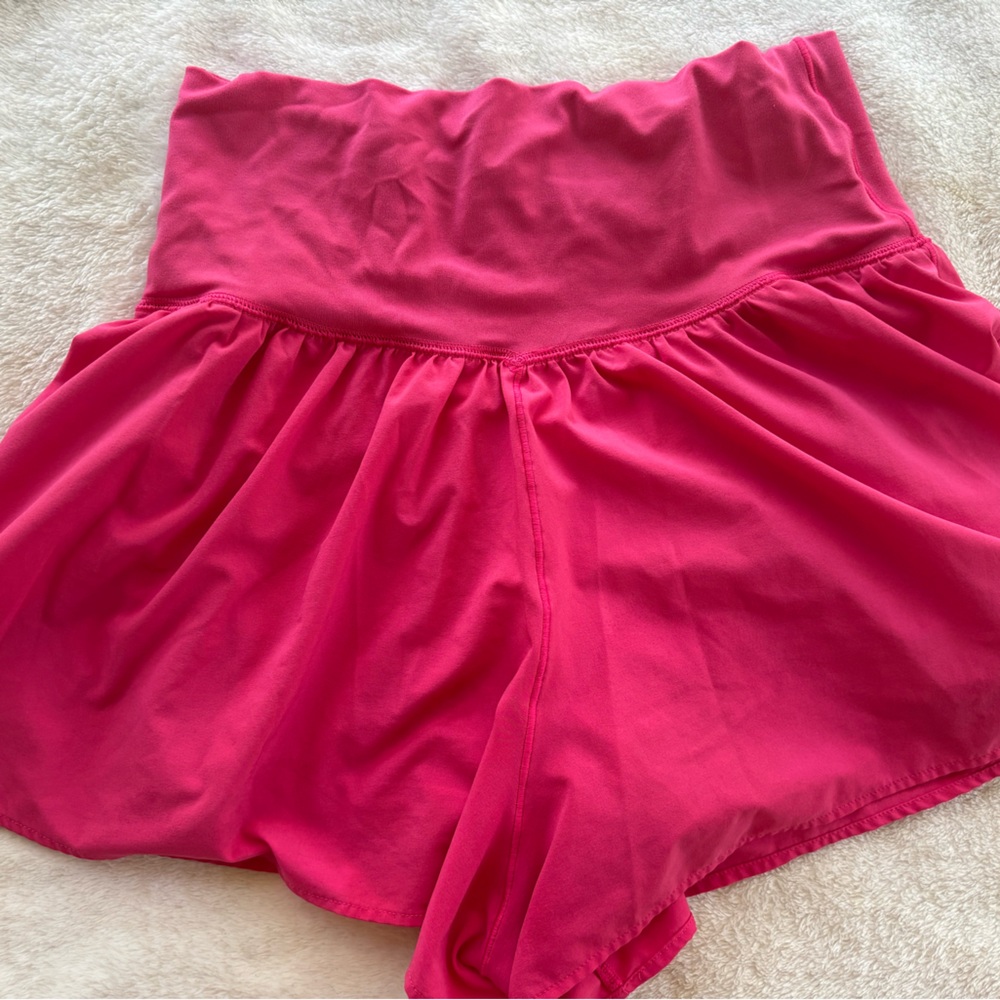 Aerie Offline Crossover Athletic Shorts Pink High Waisted Flowy Gym Shorts M - Picture 3 of 4